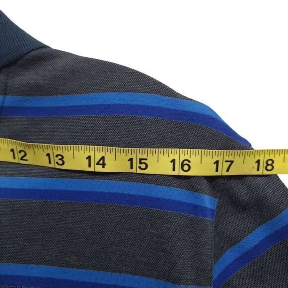 Banana Republic Luxury Touch Standard Fit‎ Polo Shirt Size L Gray Striped